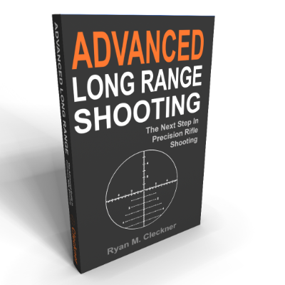 Book titled 'Advanced Long Range Shooting' by Ryan M. Cleckner on a white background